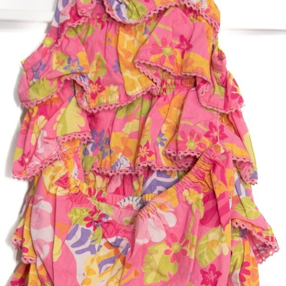 Baby Girls Size 3-6M Floral Tiered Ruffle Outfit & Diaper Cover Set - Pink & Mul - Picture 7 of 8